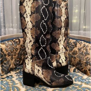 Faux crocodile knee high boots - never worn size 9 with wide calf